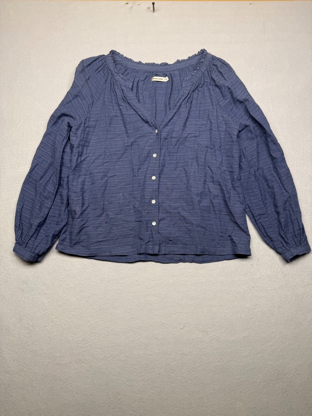 Marine Layer Button-Up Blouse Women XS Blue Casual